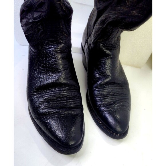 Vintage Dan Post Boots Mens Sz 8.5D  Black Leather Western Cowboy Work #507159 - Picture 4 of 14